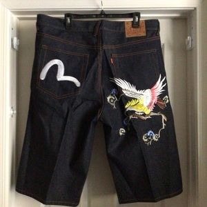 NEW EVISU DENIM SHORTS MENS 38